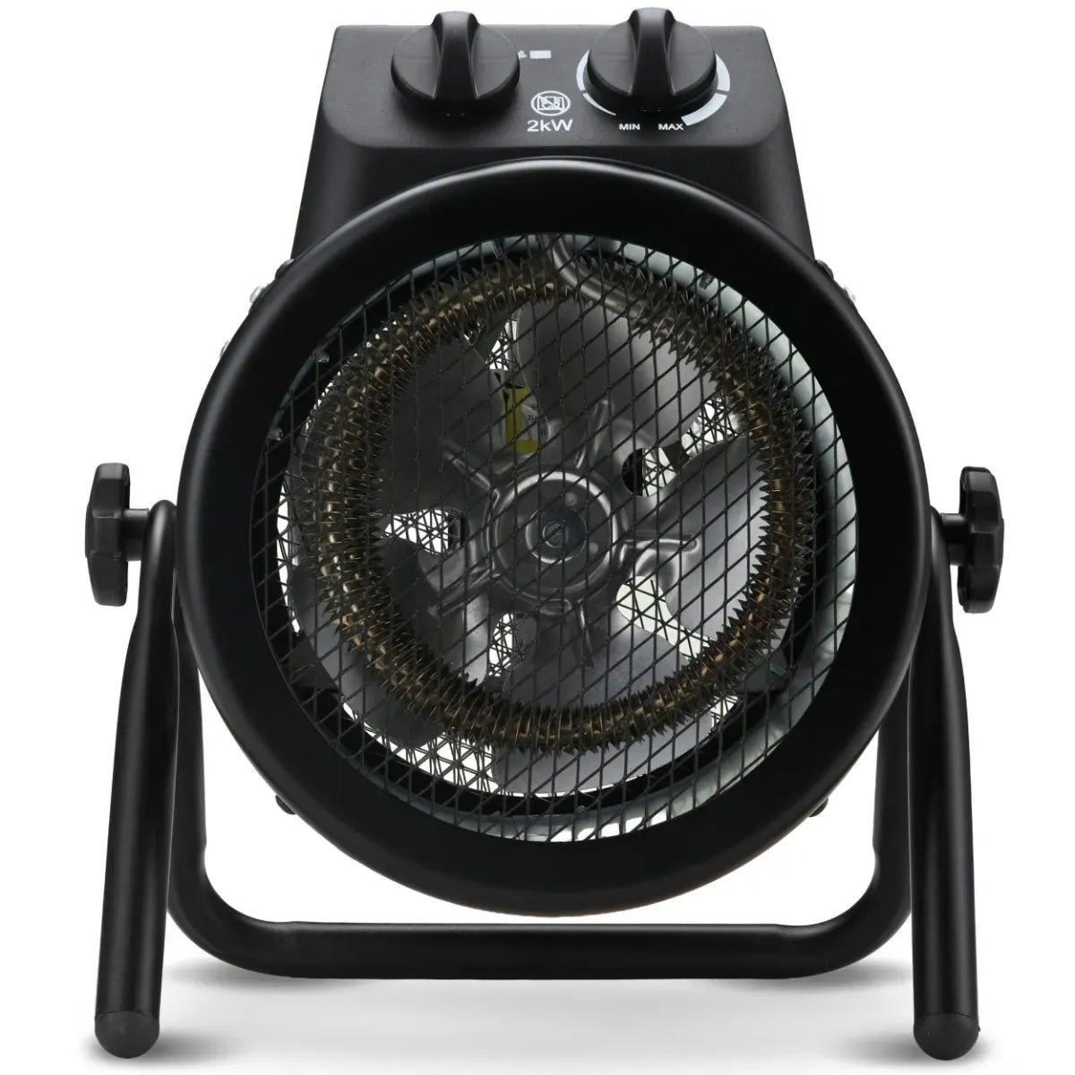 UNIMAC 2kW Industrial Electric Space Fan Heater, 10A, Adjustable Thermostat, Tilt Angle, Fast Heating, 2 Heat Settings, Portable for Workshop and Garage Use