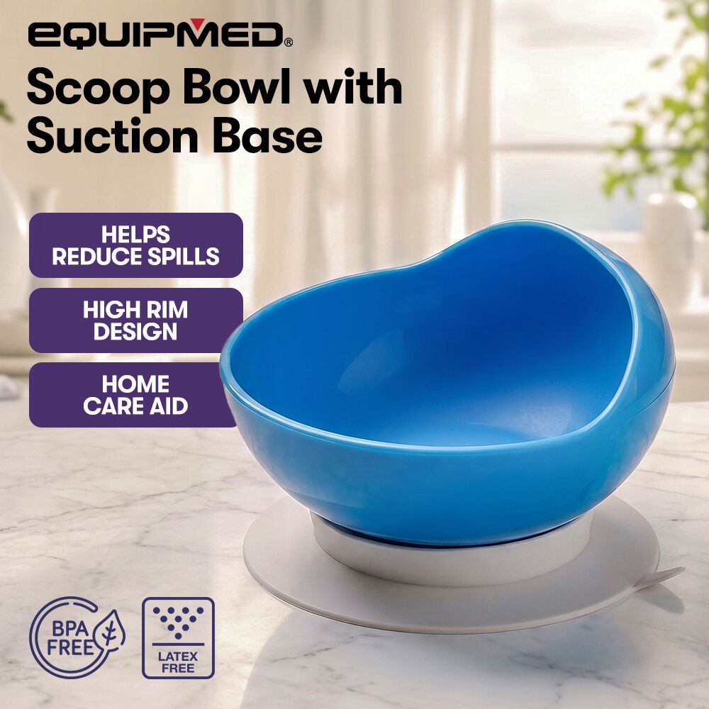 EQUIPMED Scoop Bowl with Suction Base, Non-Slip, High Rim, Adaptive Dining Aid for Elderly Arthritis Disability,Self-Feeding, BPA Free
