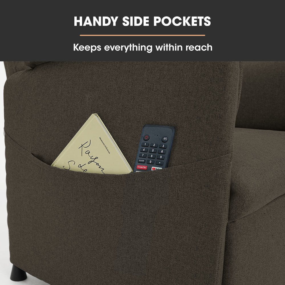 FORTIA Electric Armchair Recliner, Single Fabric Chair, Biege