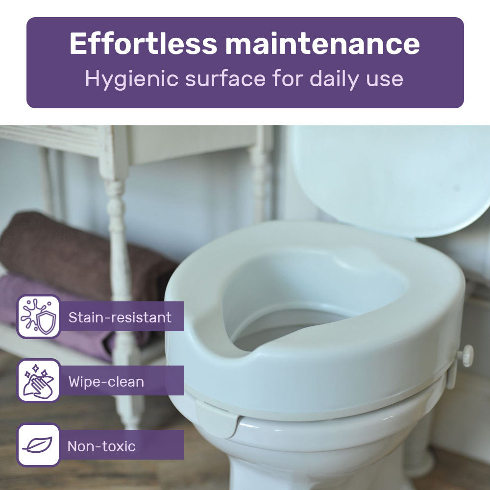 EQUIPMED Raised Over Toilet Seat, 10cm Riser, 125kg Capacity, Raiser with Lid, White