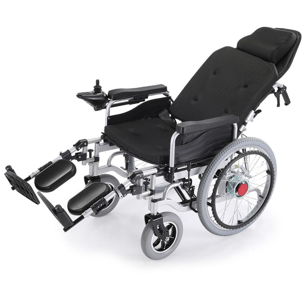 EQUIPMED Power Electric Wheelchair, Wide Bariatric Chair, Comfortable for S-XL, Long Range, Recline Adjustment, Lithium Battery, 22'' Wheels, Headrest, Folding