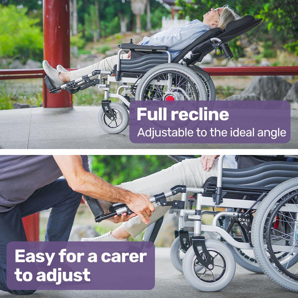 EQUIPMED Power Electric Wheelchair, Wide Bariatric Chair, Comfortable for S-XL, Long Range, Recline Adjustment, Lithium Battery, 22'' Wheels, Headrest, Folding