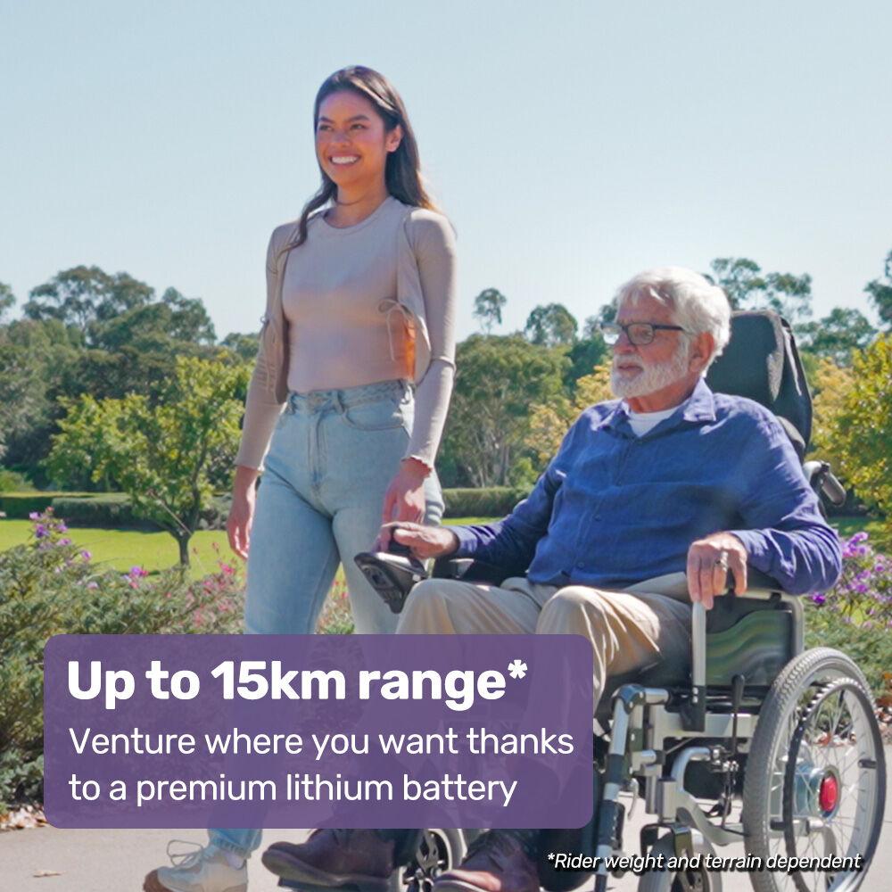 EQUIPMED Power Electric Wheelchair, Wide Bariatric Chair, Comfortable for S-XL, Long Range, Recline Adjustment, Lithium Battery, 22'' Wheels, Headrest, Folding