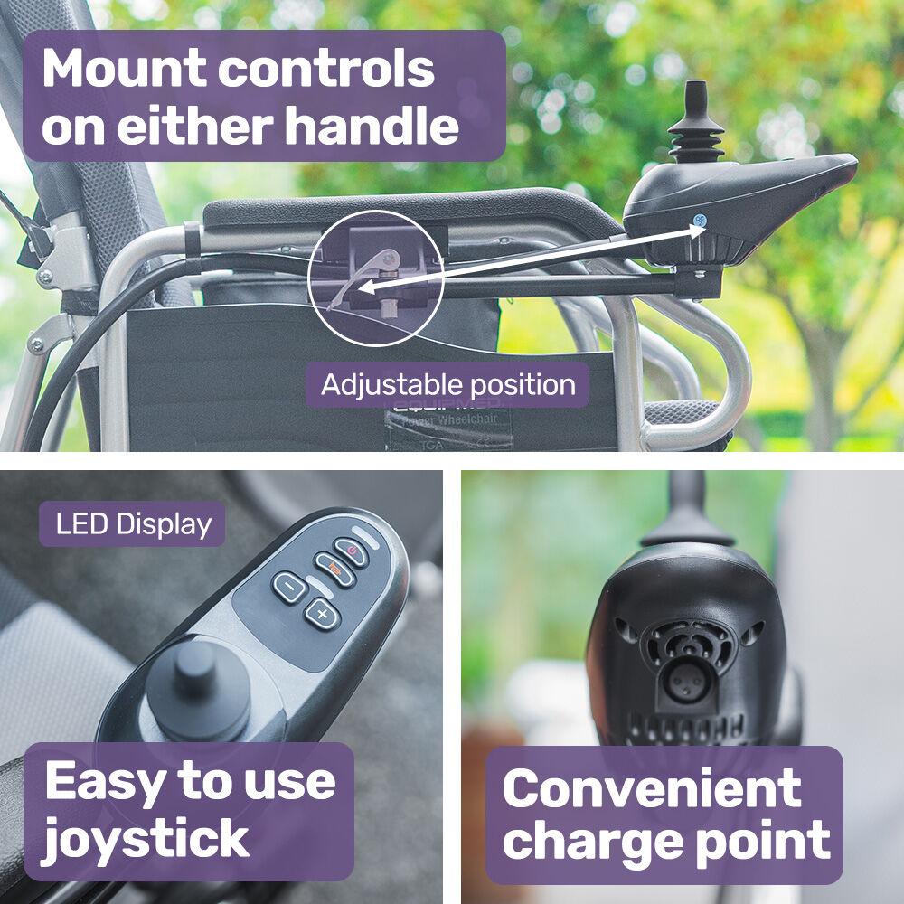 EQUIPMED Power Electric Wheelchair, Wide Bariatric Chair, Comfortable for S-XL, Long Range, Recline Adjustment, Lithium Battery, 22'' Wheels, Headrest, Folding