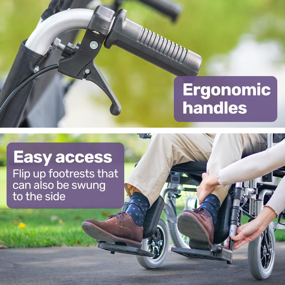 EQUIPMED Power Electric Wheelchair, Wide Bariatric Chair, Comfortable for S-XL, Long Range, Recline Adjustment, Lithium Battery, 22'' Wheels, Headrest, Folding