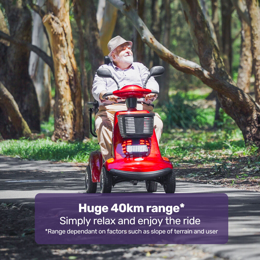 EQUIPMED LeisureCruise Extra Large-Sized, High Power, 182kg Capacity Mobility Scooter - Red