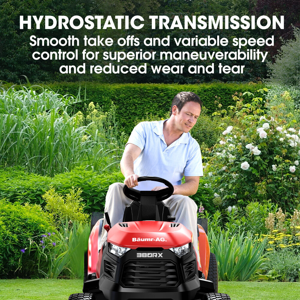BAUMR-AG 38" Ride On Mower Tractor, Electric Start, 14hp 452cc, Hydrostatic, 100kg Towing, 7 Cut Heights
