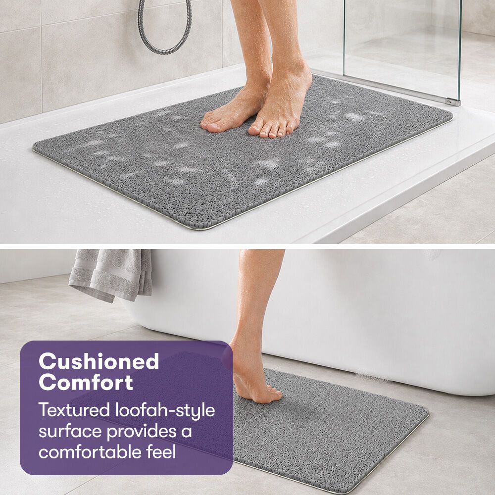 EQUIPMED Washable PVC Anti-Slip Loofah Bath and Shower Mat, Small, 40 x 60cm