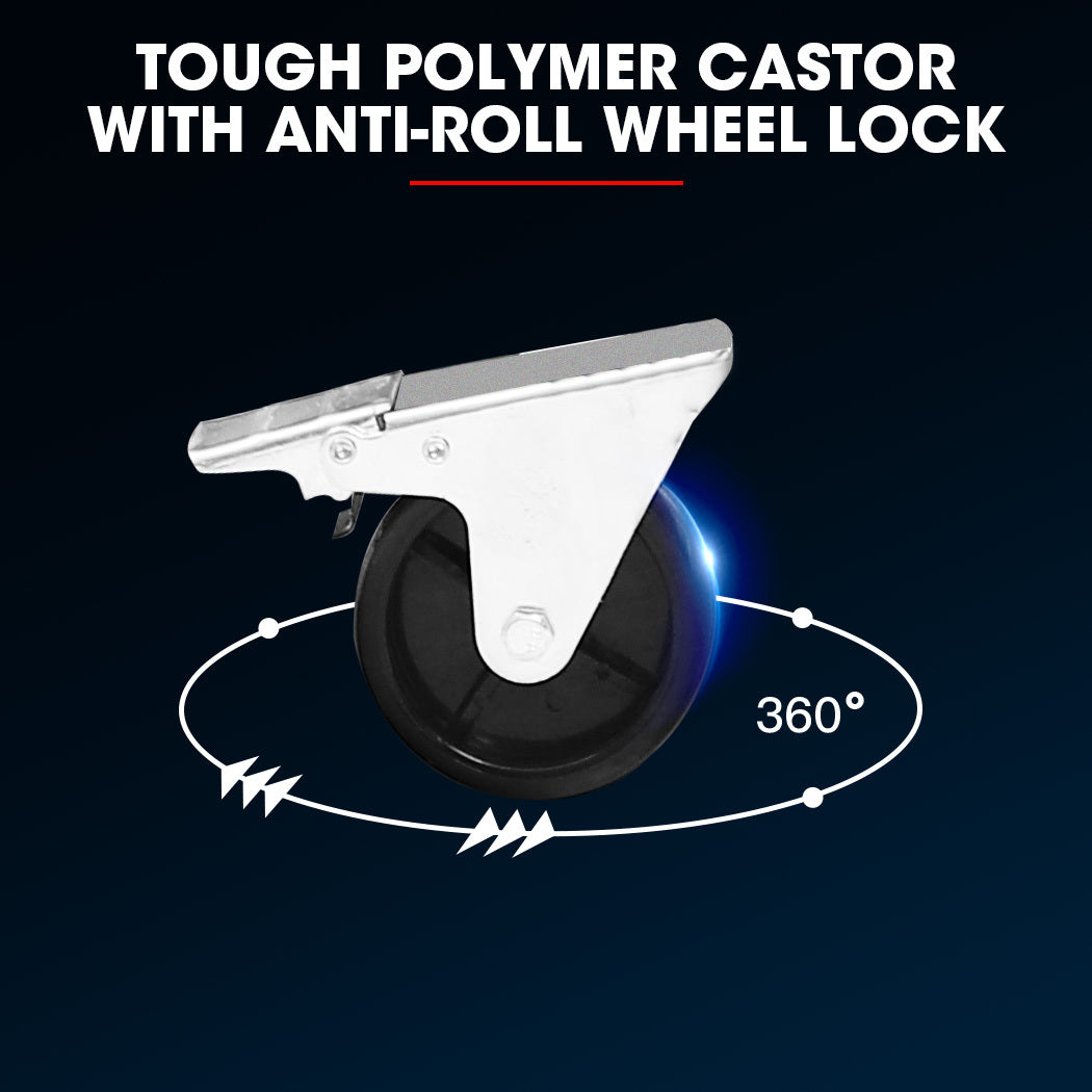 BULLET Pro 7 Drawer Tool Box Cabinet Trolley Storage, Toolbox Garage Organiser Set, Black