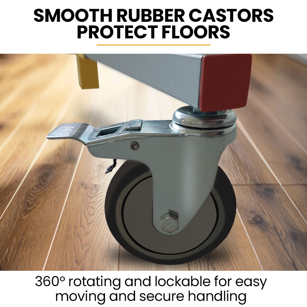 UNIMAC Drywall & Panel Lifter, 1200 x 3600 68kg Max Gyprock Sheet, Galvanised, No-mark Locking Castors