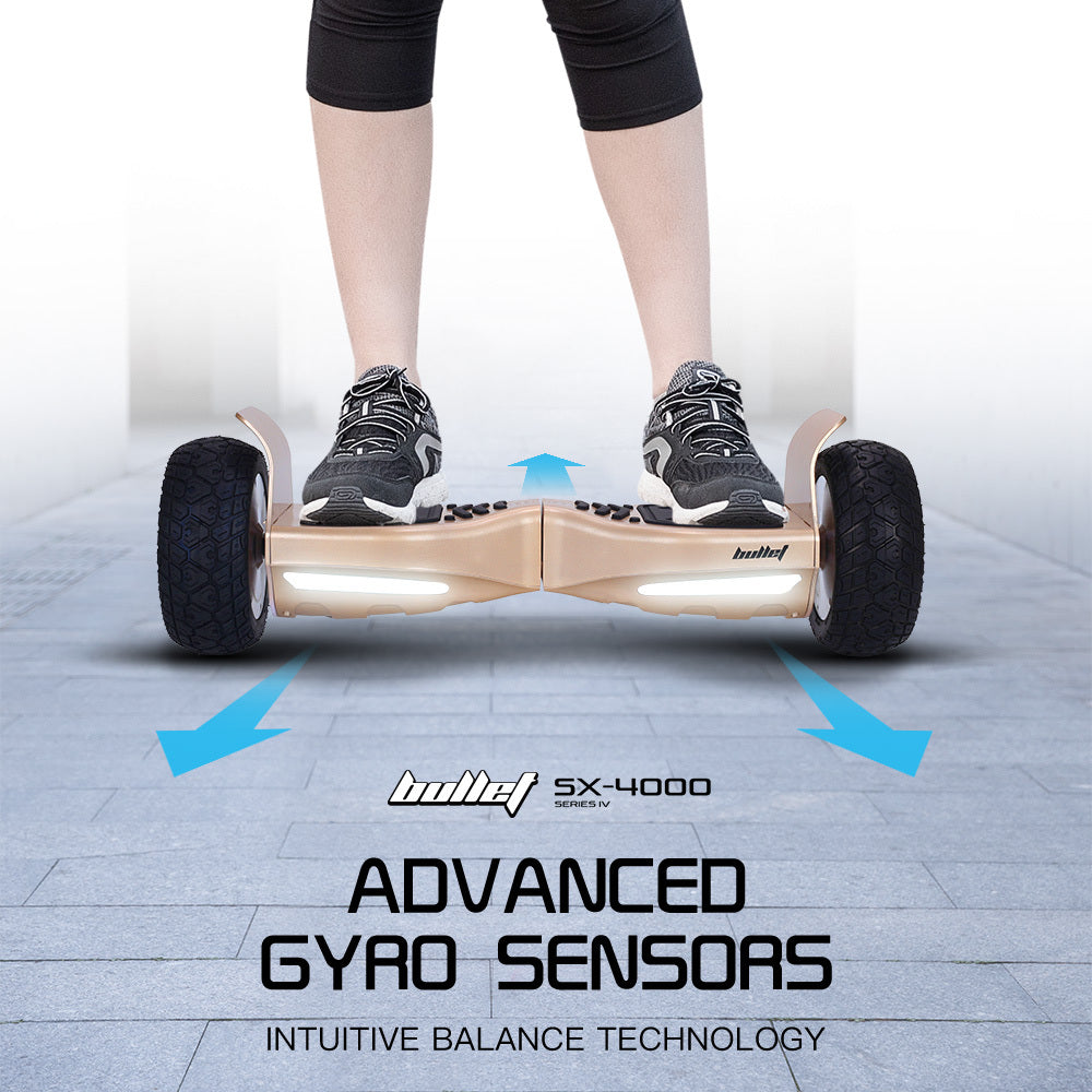 BULLET SX-4000 Hoverboard Scooter, 8.5" Wheels, 700W Brushless, Superior Self Balancing System, UL Certified, LED Lights, Carry Bag, Bronze