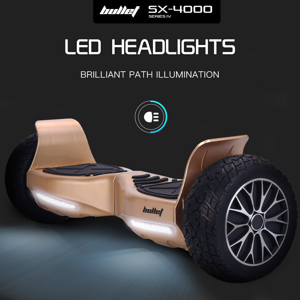 BULLET SX-4000 Hoverboard Scooter, 8.5" Wheels, 700W Brushless, Superior Self Balancing System, UL Certified, LED Lights, Carry Bag, Bronze