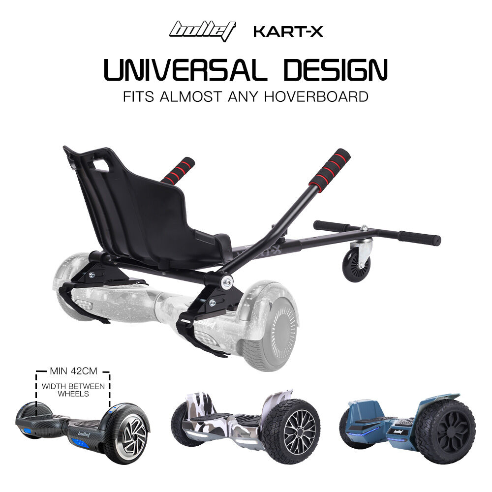 BULLET KART-X Hoverboard Seat Attachment, for 6.5" 8" 10" models, Adjustable Length Frame
