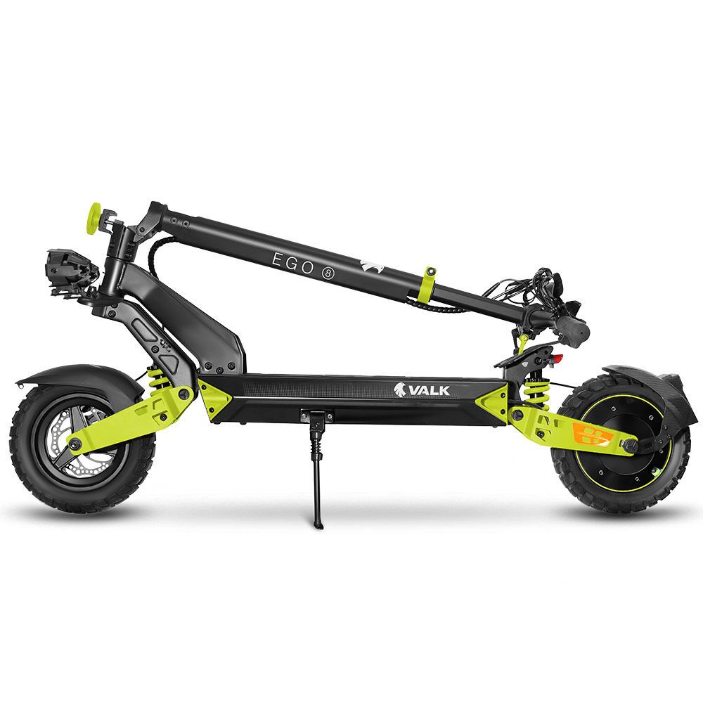 VALK Ego 8 Electric Scooter, 500W, AU Compliant, 48V 13Ah, 55km Max Range, eScooter for Adults, Foldable, Off Road, Black/Green