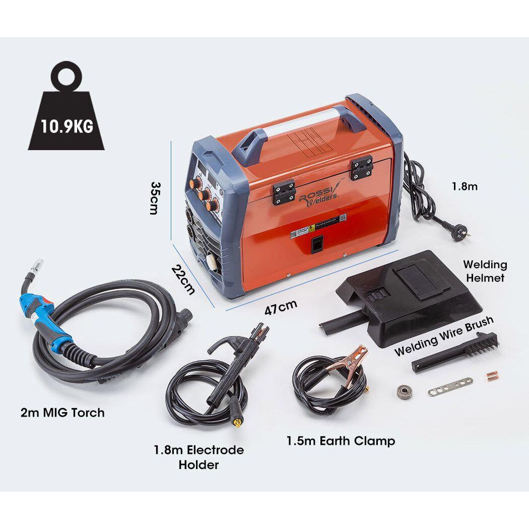 ROSSI 300 Amp MIG Stick Welder, Portable DC Gas Gasless Inverter Welding Machine, 15A Plug