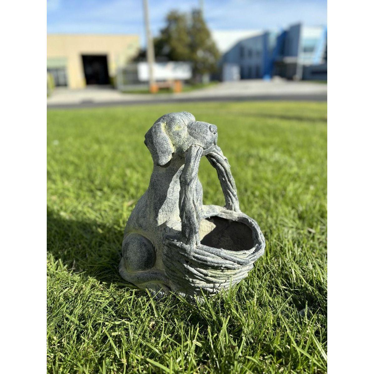 Dog with basket Planter