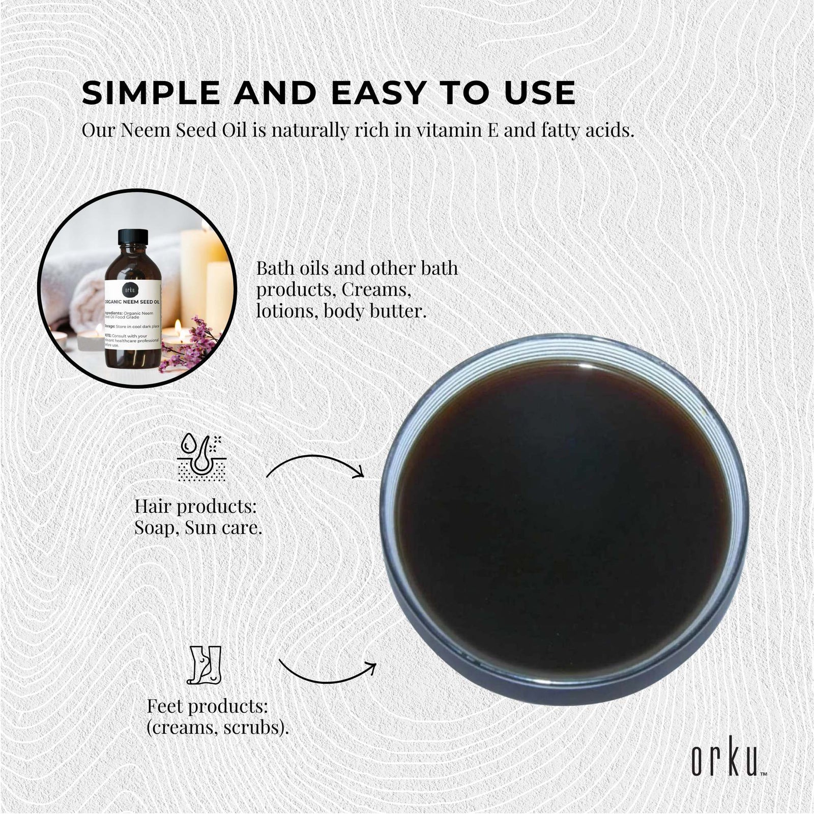 Orku 100ml Organic Neem Seed Oil Debitterised Cold Pressed Azadirachtin Indica