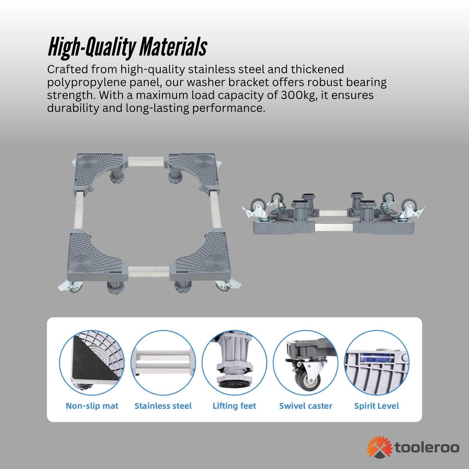 Adjustable Appliance Base Stand - Lock Wheel Trolley For Washing Machine Fridge