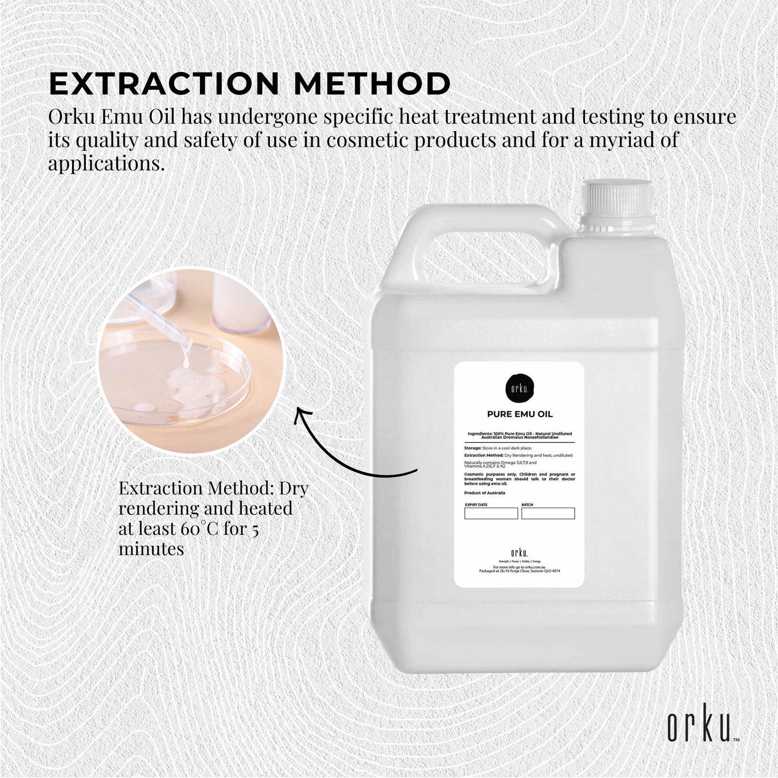 Orku 5L Pure Emu Oil - Natural Undiluted Australian Dromaius Novaehollandiae