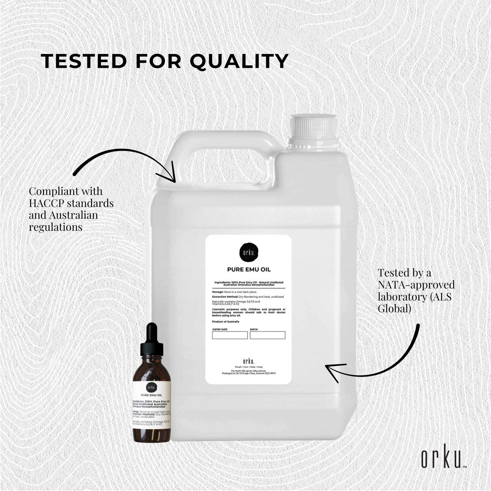 Orku 5L Pure Emu Oil + Bonus 25ml Bottle - Australian Dromaius Novaehollandiae