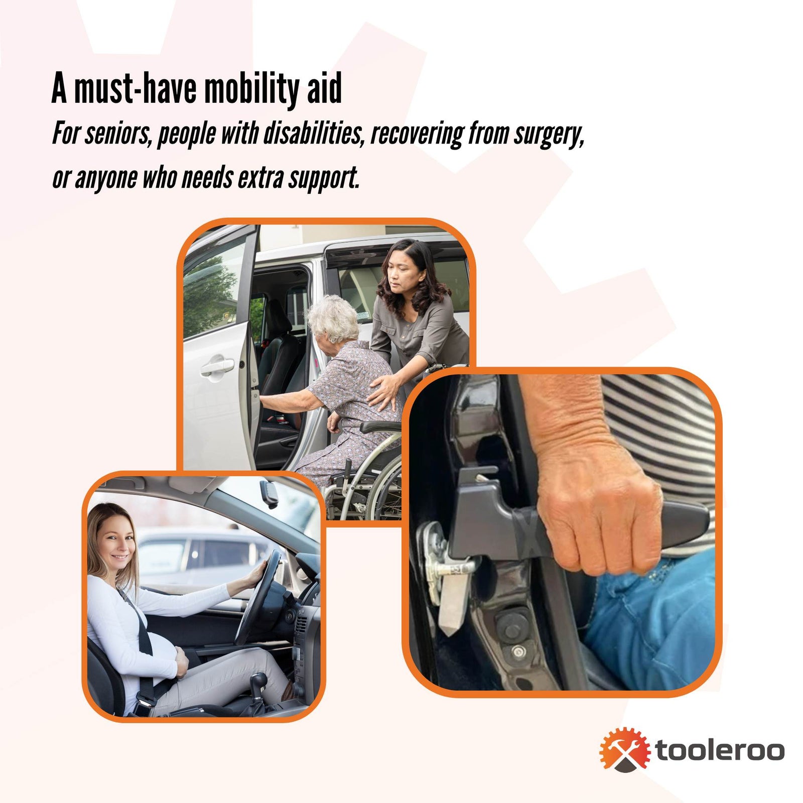 Tooleroo Car Cane Handle 3-in-1 Handy Grip - Lightweight Portable Mobility Tool