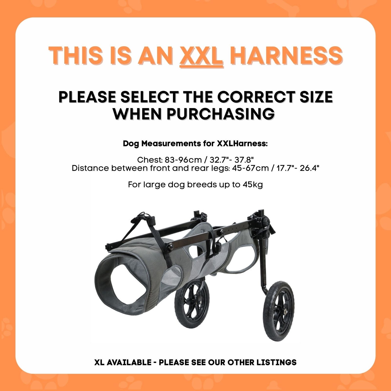 Rooster Farms Large Dog Wheelchair XXL Harness - Adjustable Back Leg Aid