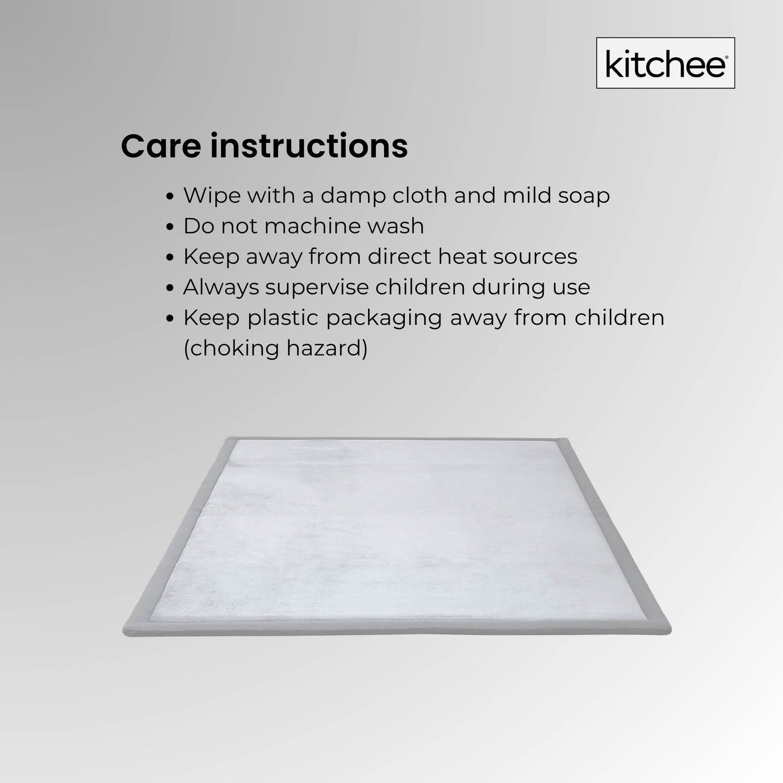Kitchee Kids Foam Floor Play Mat 150x200cm – Padded Thick Soft Tatami Style Grey