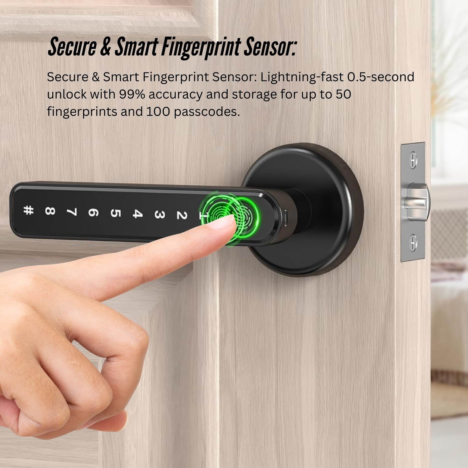 Tooleroo Digital Smart Door Lock Handle - 5in1 Keypad Home Entry Security System