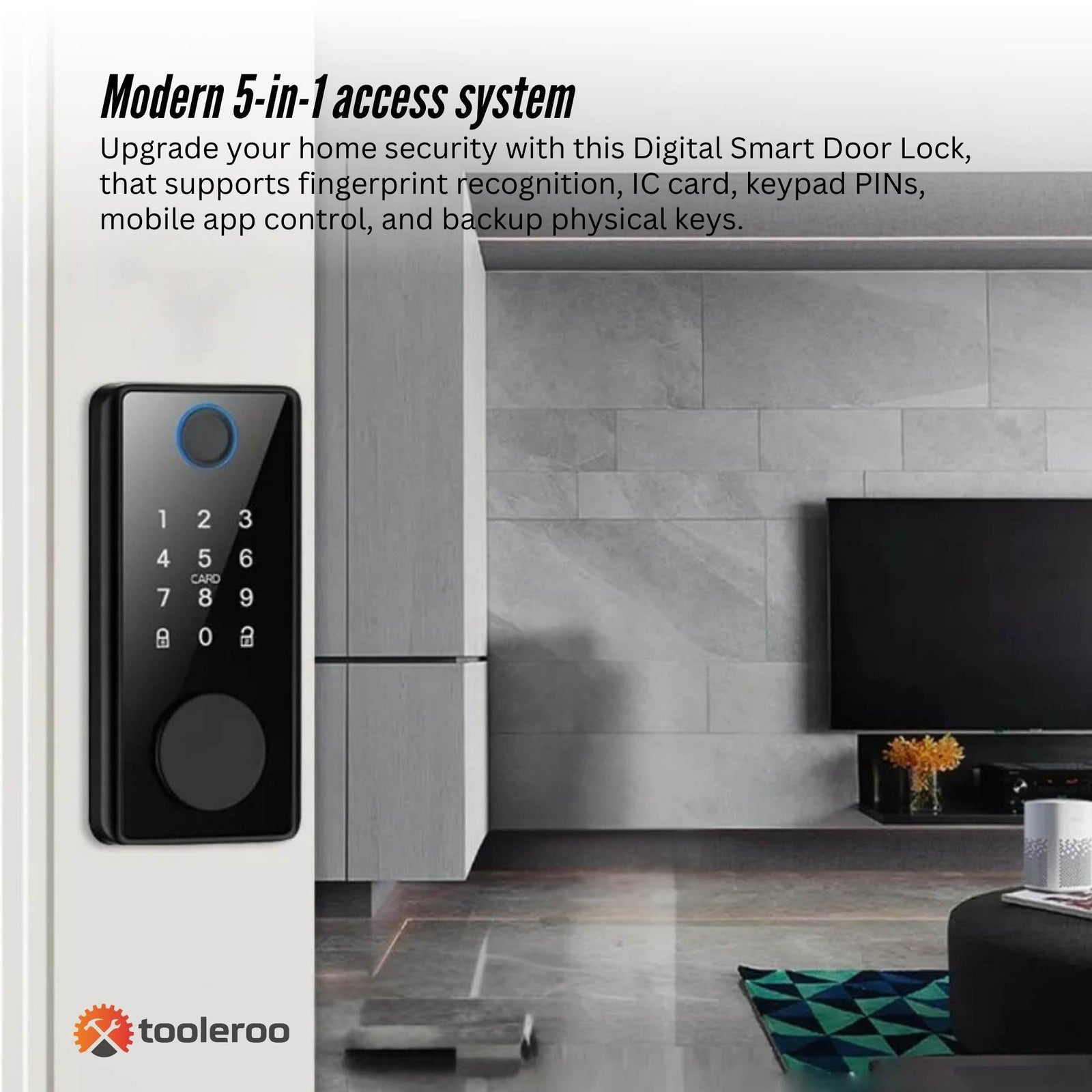 Tooleroo Digital Smart Door Lock Keypad - 5-in-1  Home Entry Security System