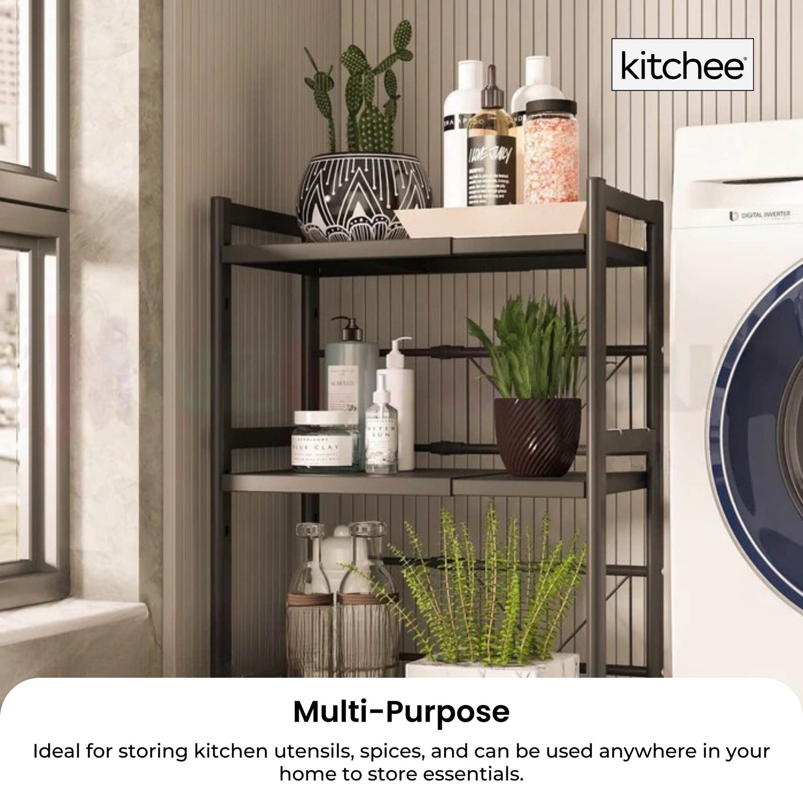 Kitchee Microwave Double Shelf - Expanding Storage Rack Kitchen Organiser Stand