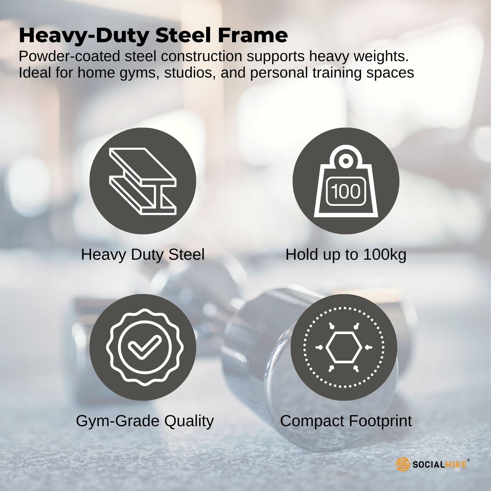 Social Hike Gym Equipment Storage Rack on Wheels - Dumbbells Weights Organiser