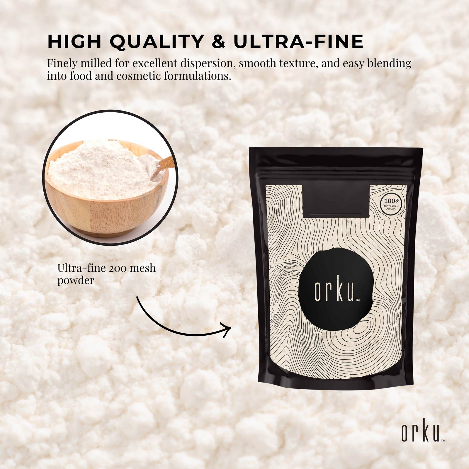 Orku 1Kg Xanthan Gum Thickener Pure Fine Powder 200 Mesh FCC E415 Food Additive