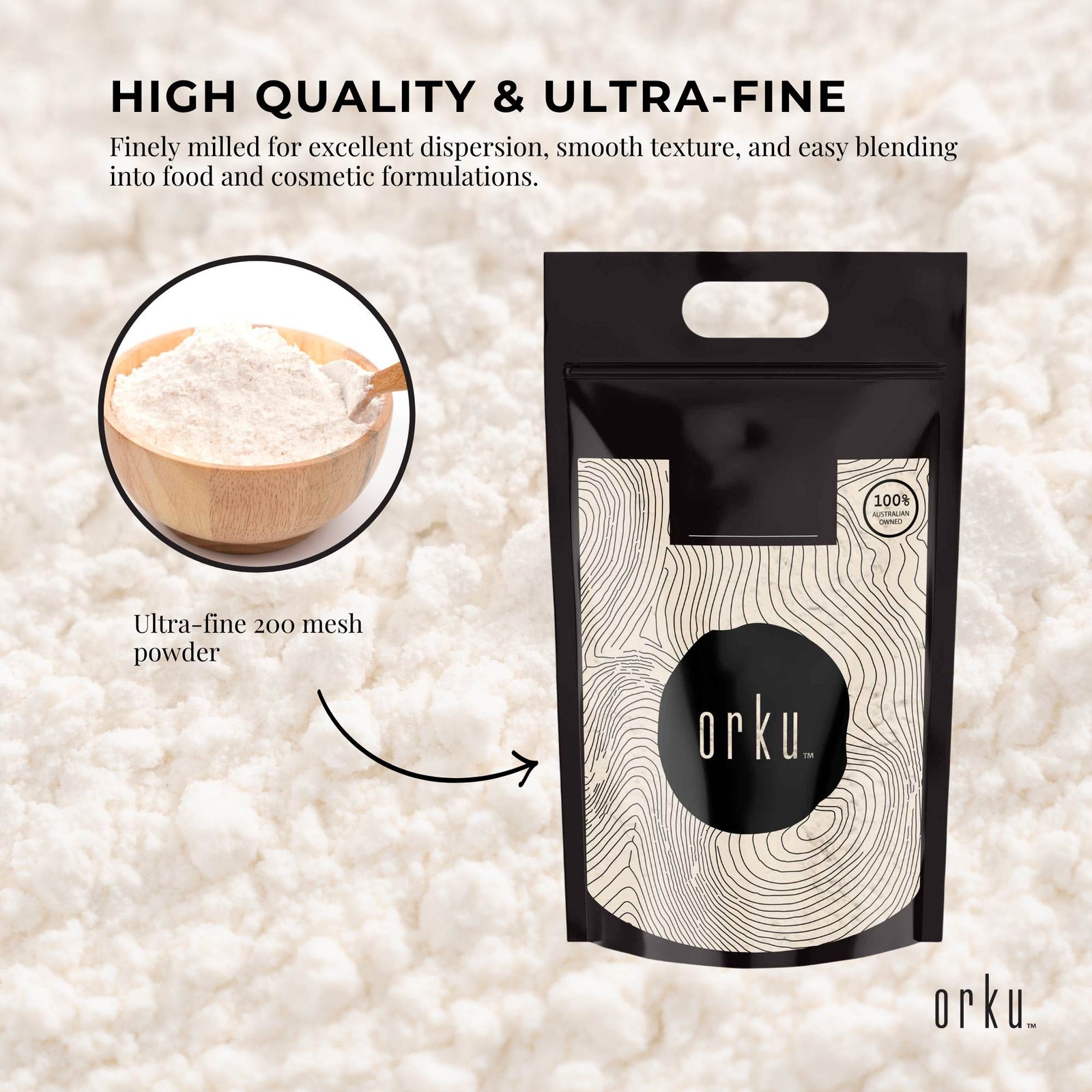 Orku 10Kg Xanthan Gum Thickener Pure Fine Powder 200 Mesh FCC E415 Food Additive