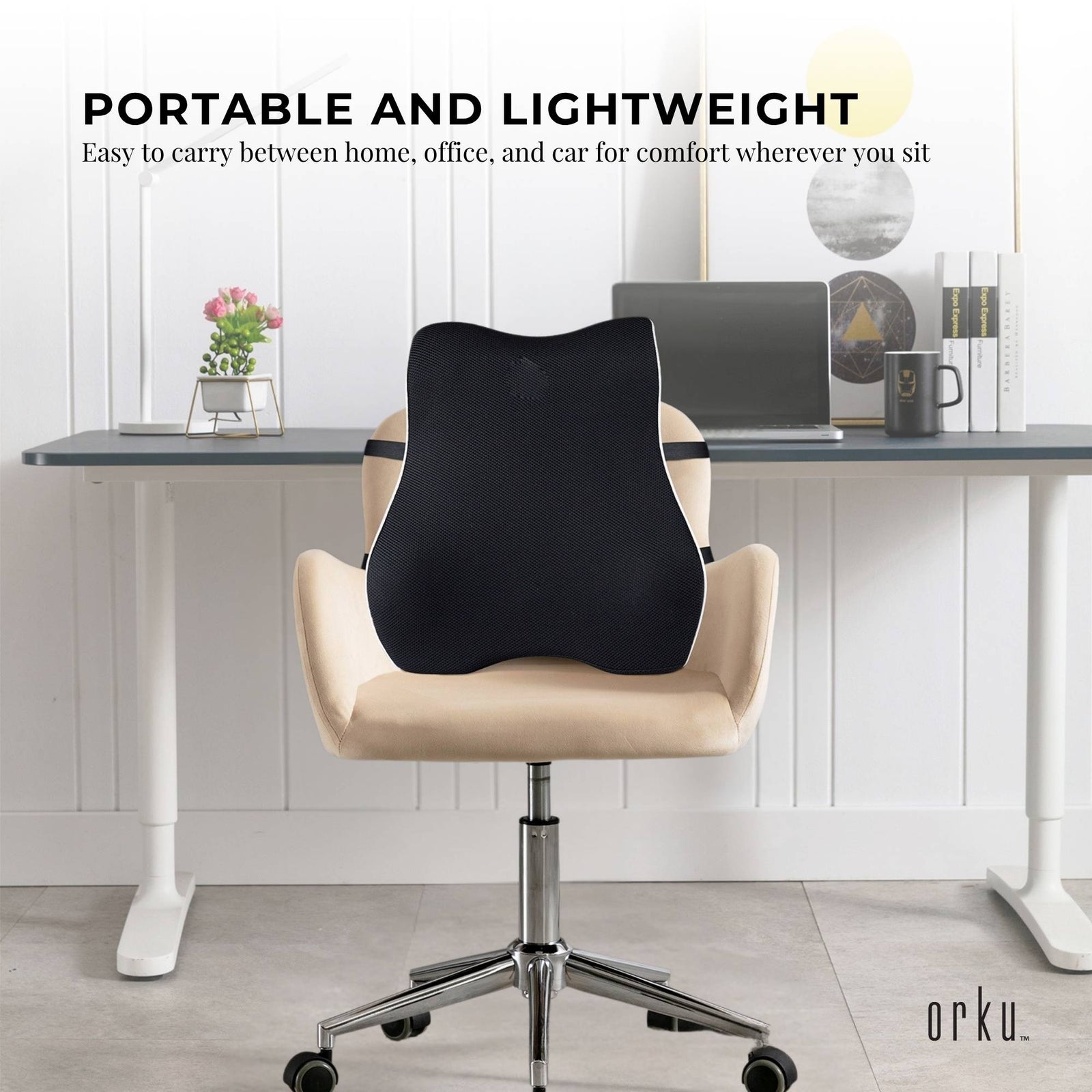 Orku Ergonomic Lumbar Cushion - Memory Foam Back Support Car Office Gaming Chair