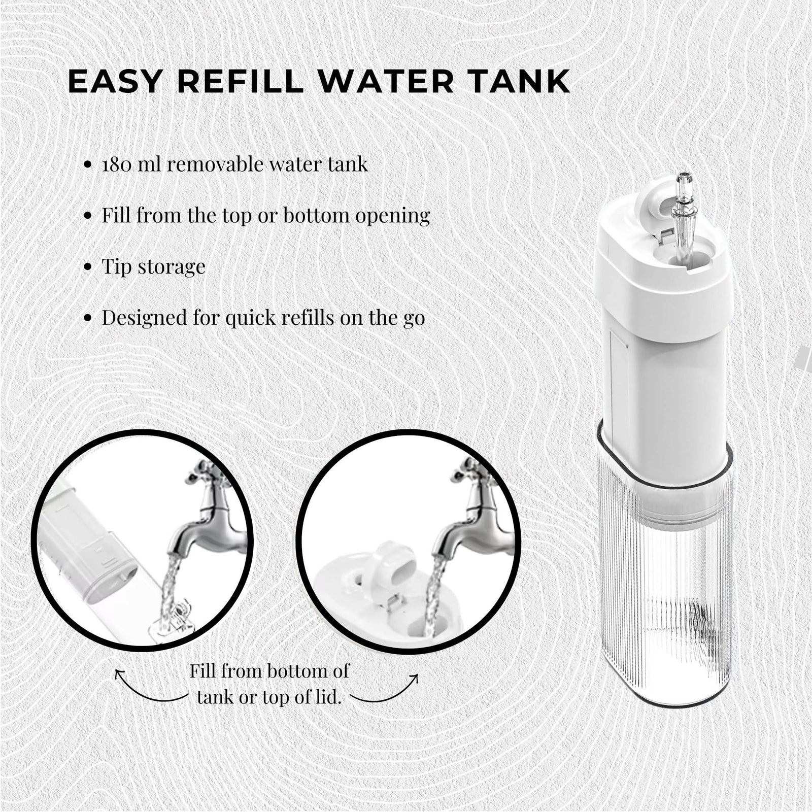 Orku Mini Water Flosser Rechargeable Portable Extendable Travel Oral Irrigator White