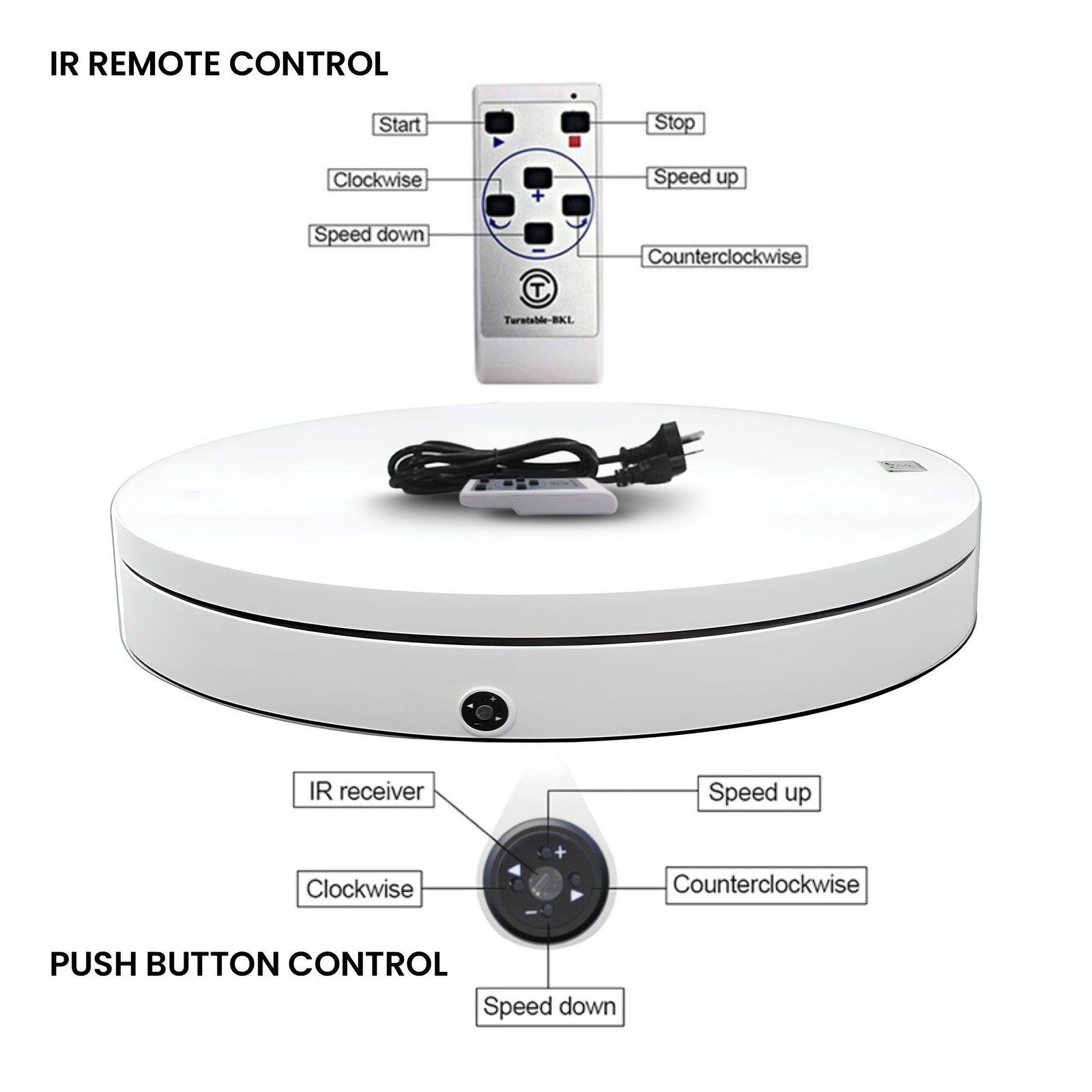 Christabelle 80cm 200kg Commercial Electric Display Turntable Motorised White