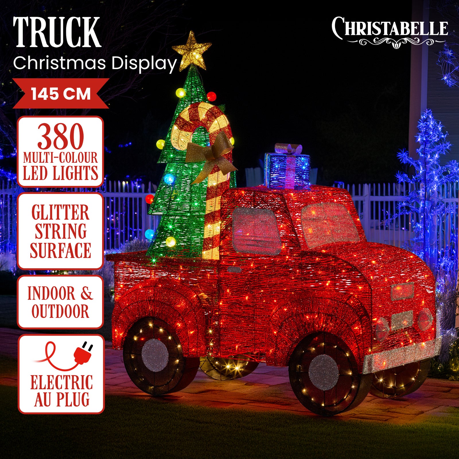 Christabelle 145cm Sparkling Christmas Tree Truck Display Glitter Led Lights
