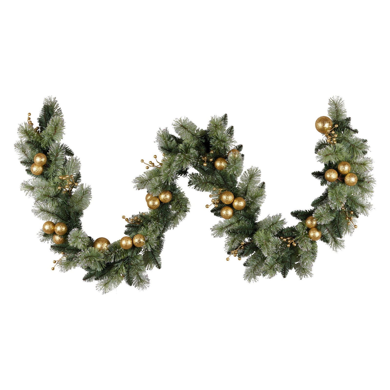 Christabelle 274cm Pre-lit Christmas Garland Gold Baubles Aa Battery Led Lights