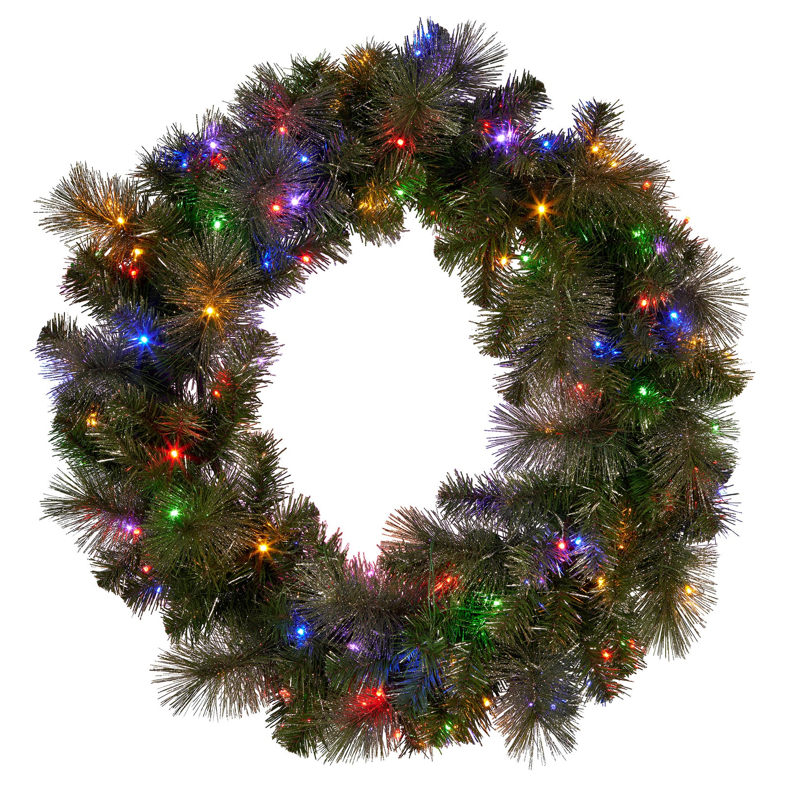 Christabelle 122cm Battery-operated Split Christmas Wreath Glittery Gold Pine