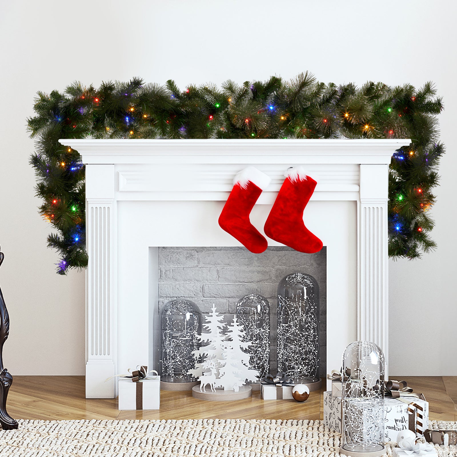 Christabelle 274cm Battery-operated Christmas Garland Glittery Gold Pine