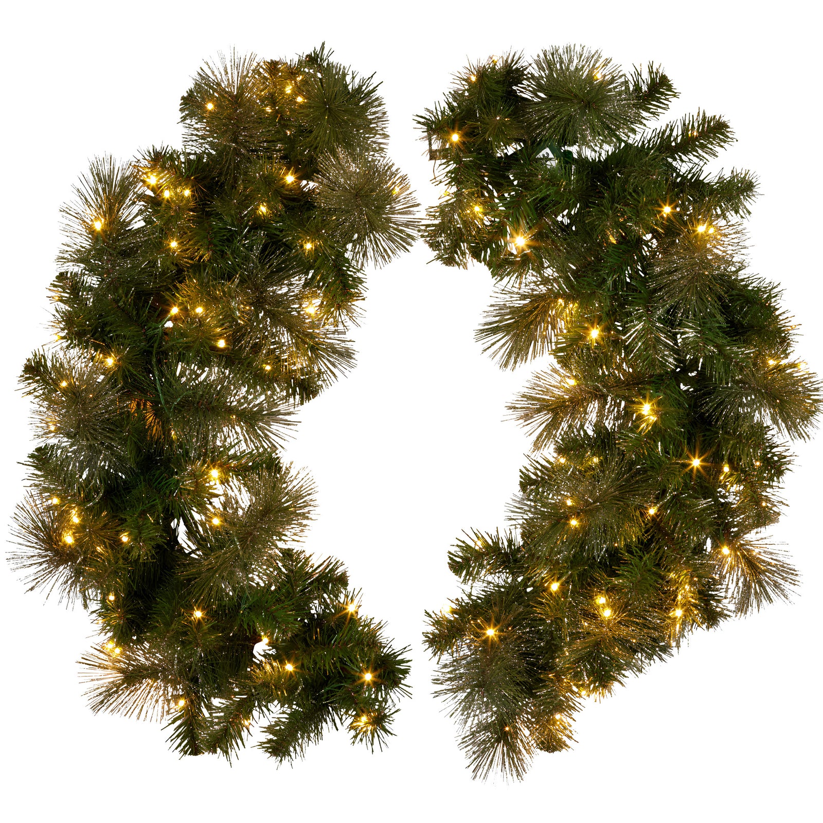 Christabelle 76cm Battery-operated Split Christmas Wreath Glittery Gold Pine