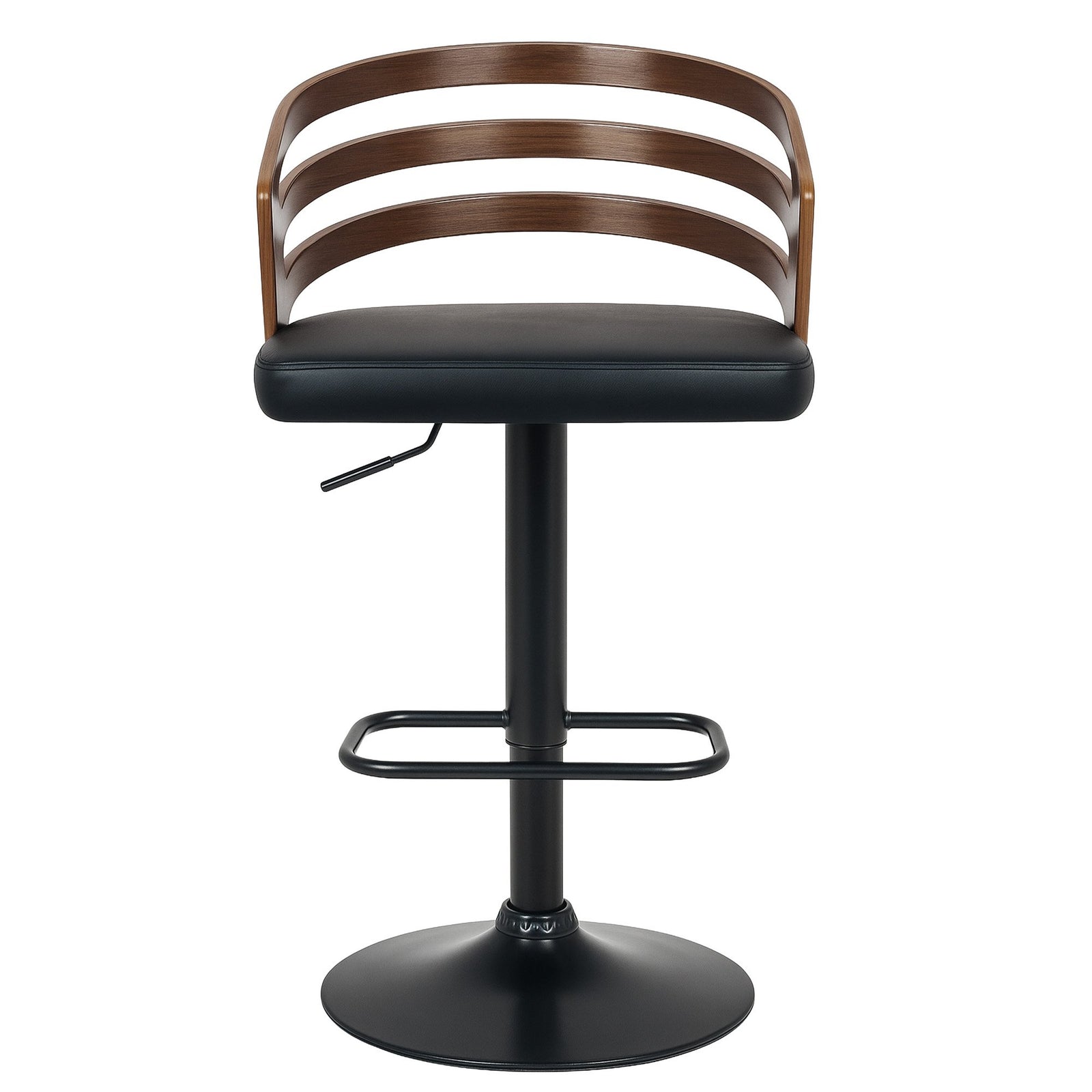 Sarantino Set Of 2 Bentwood Walnut Barstool Adjustable Height Swivel Footrest
