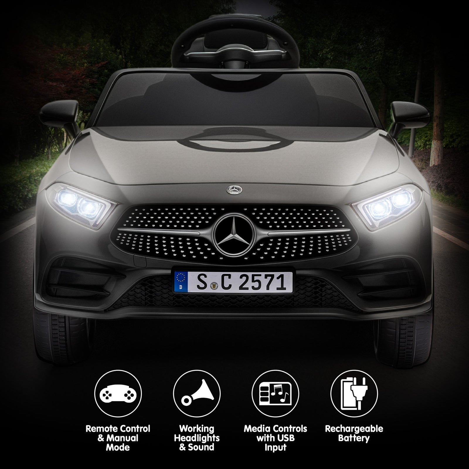 Kahuna Mercedes Benz CLS 350 Kids Electric Ride On Car with Remote Control - Black