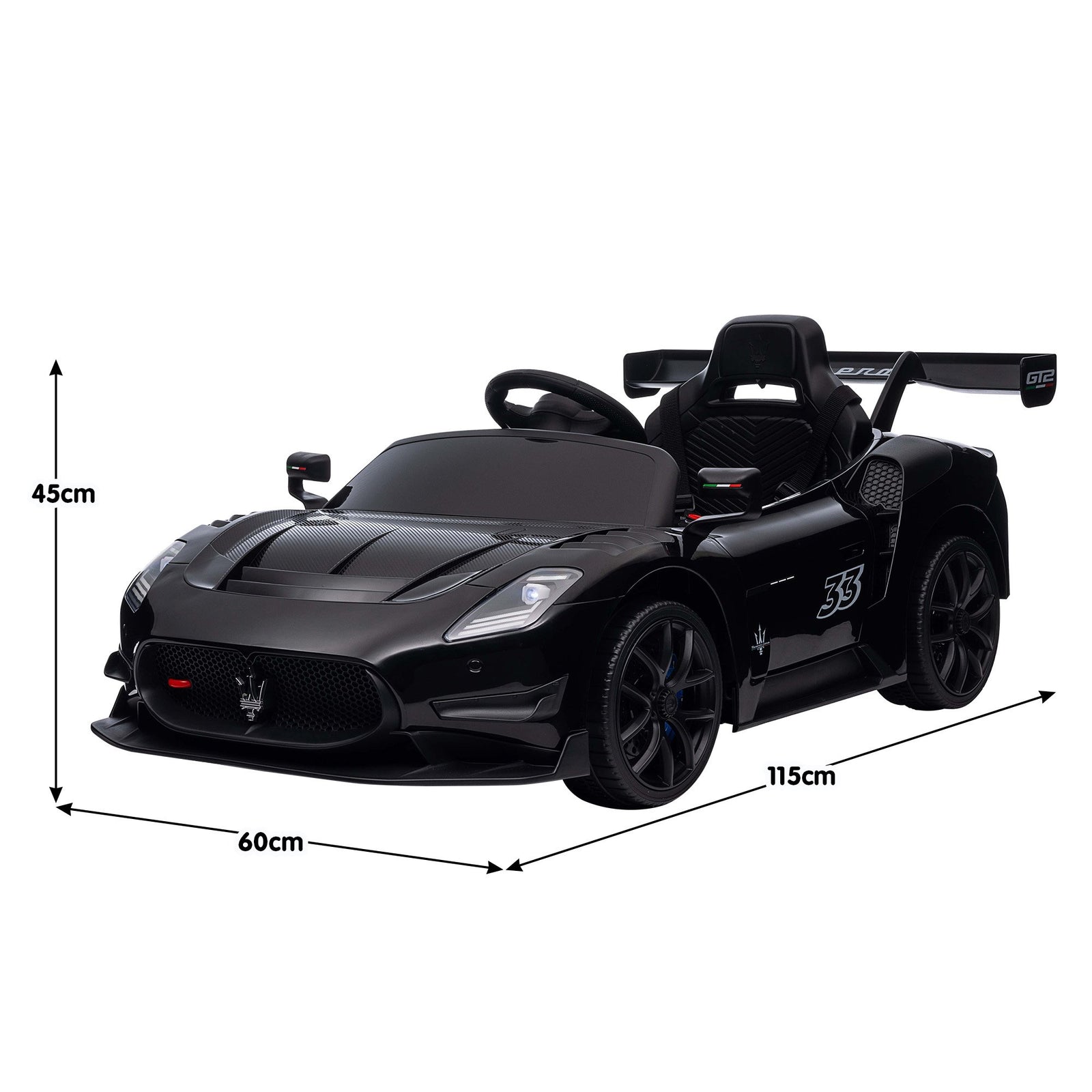 Kahuna Maserati MC20 GT2 Licensed Electric Kids Ride On Race Car Black