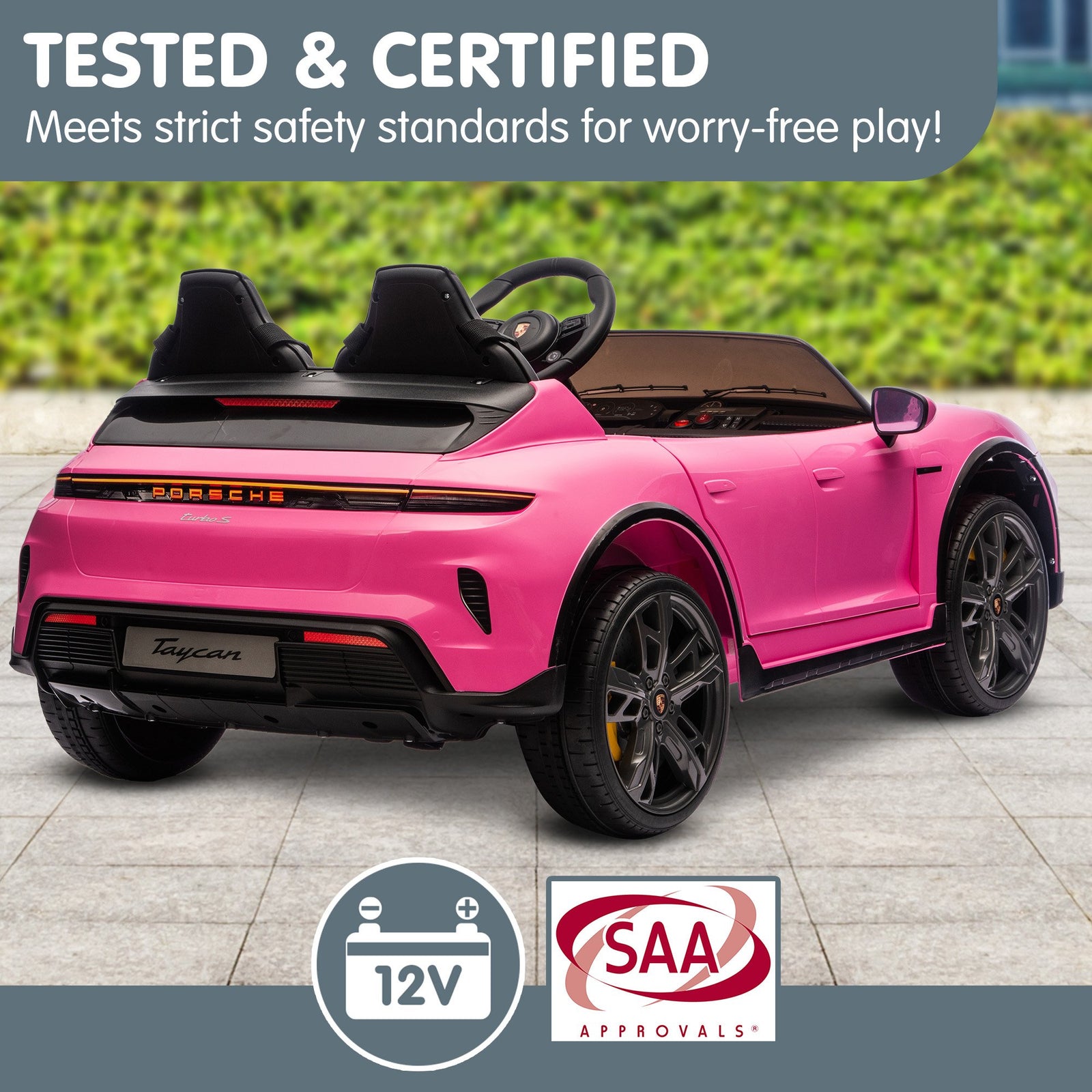 Kahuna Porsche Taycan Turbo S Kids Electric Ride On Car w/Remote Control 90W Four Wheel Suspension 2 Seater w/Seat Belt