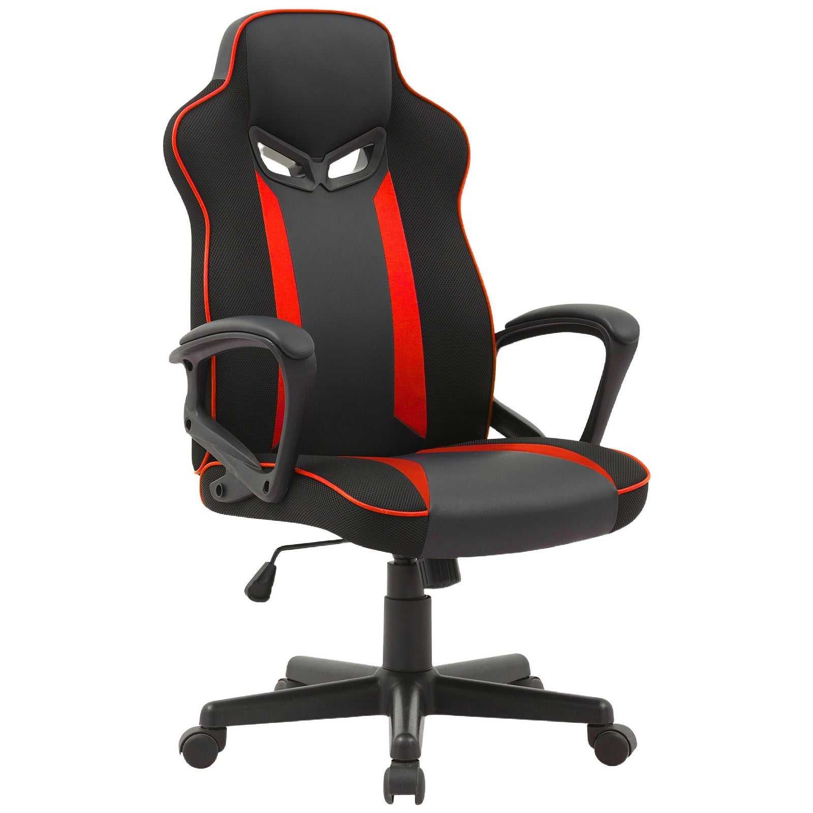 Sarantino Fayzo Racing Reclining Office Gaming Chair Black And Red Adjustable Computer Desk Seat With Adjustable Height, Breathable Mesh Back, Padded Armrests