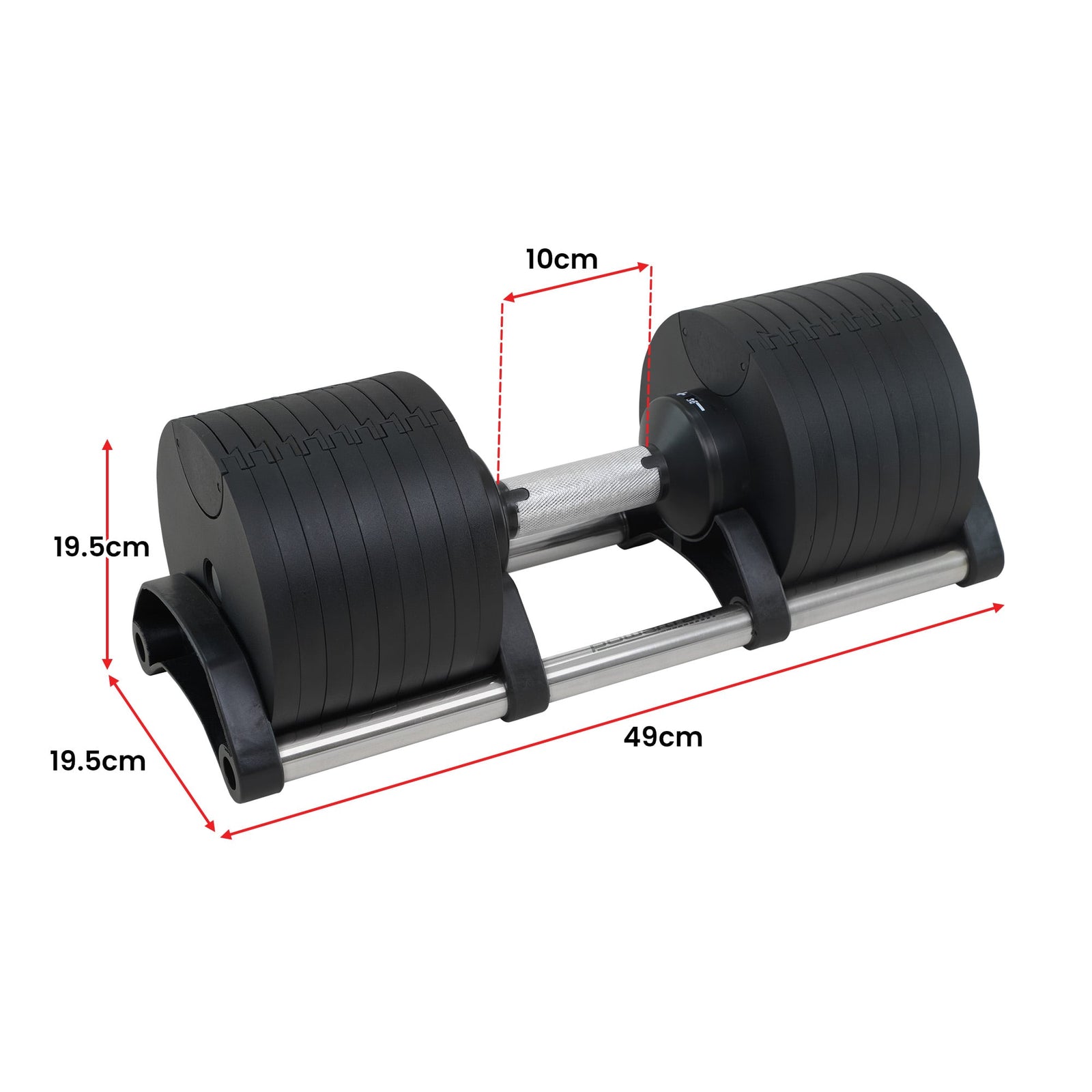 Powertrain Eon 90kg Adjustable Dumbbells Home Gym 9 Strength Training Safety Lock System Building & Fitness Workouts