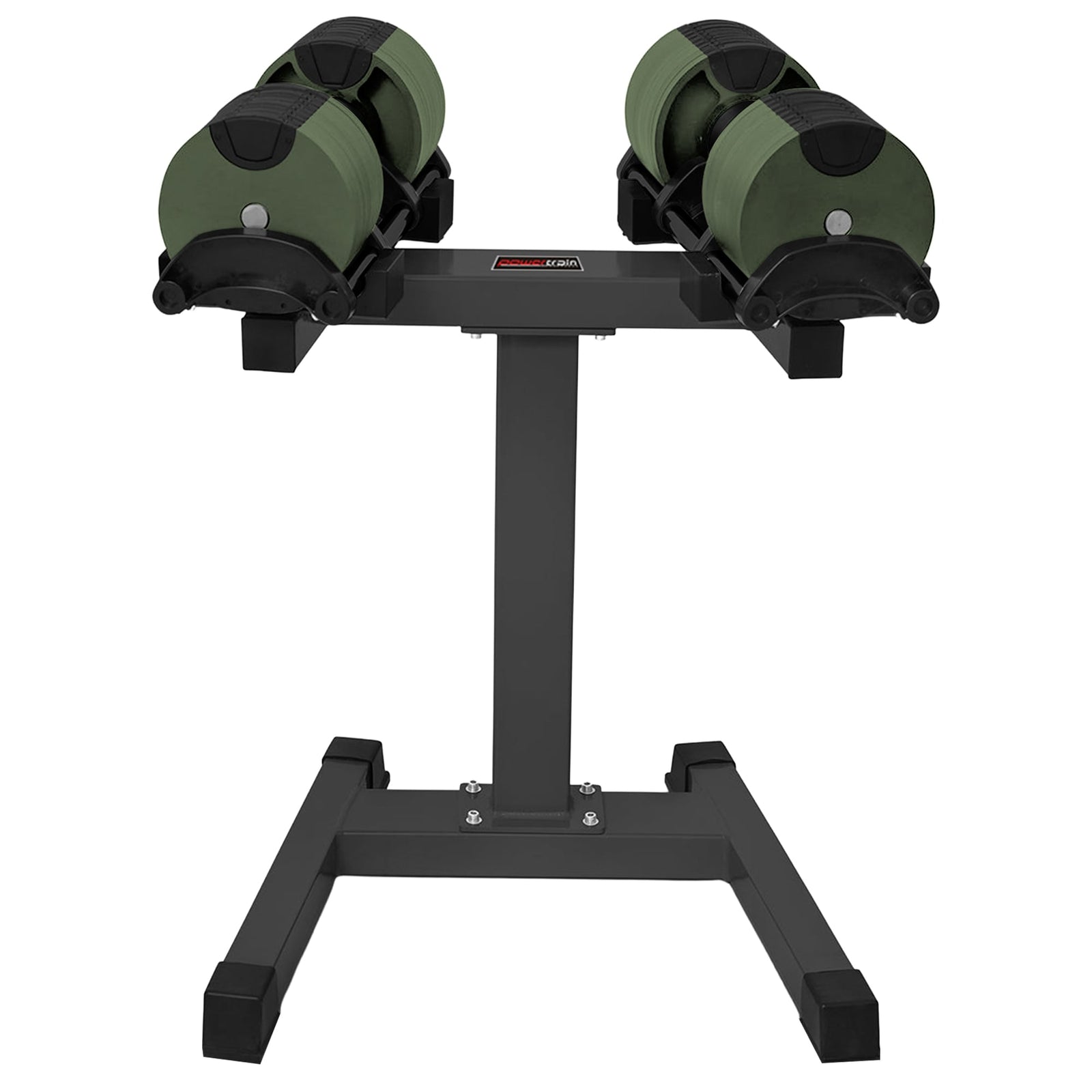 Powertrain Eon Dial-Up 90KG Adjustable Dumbbells Pair with Stand - Green