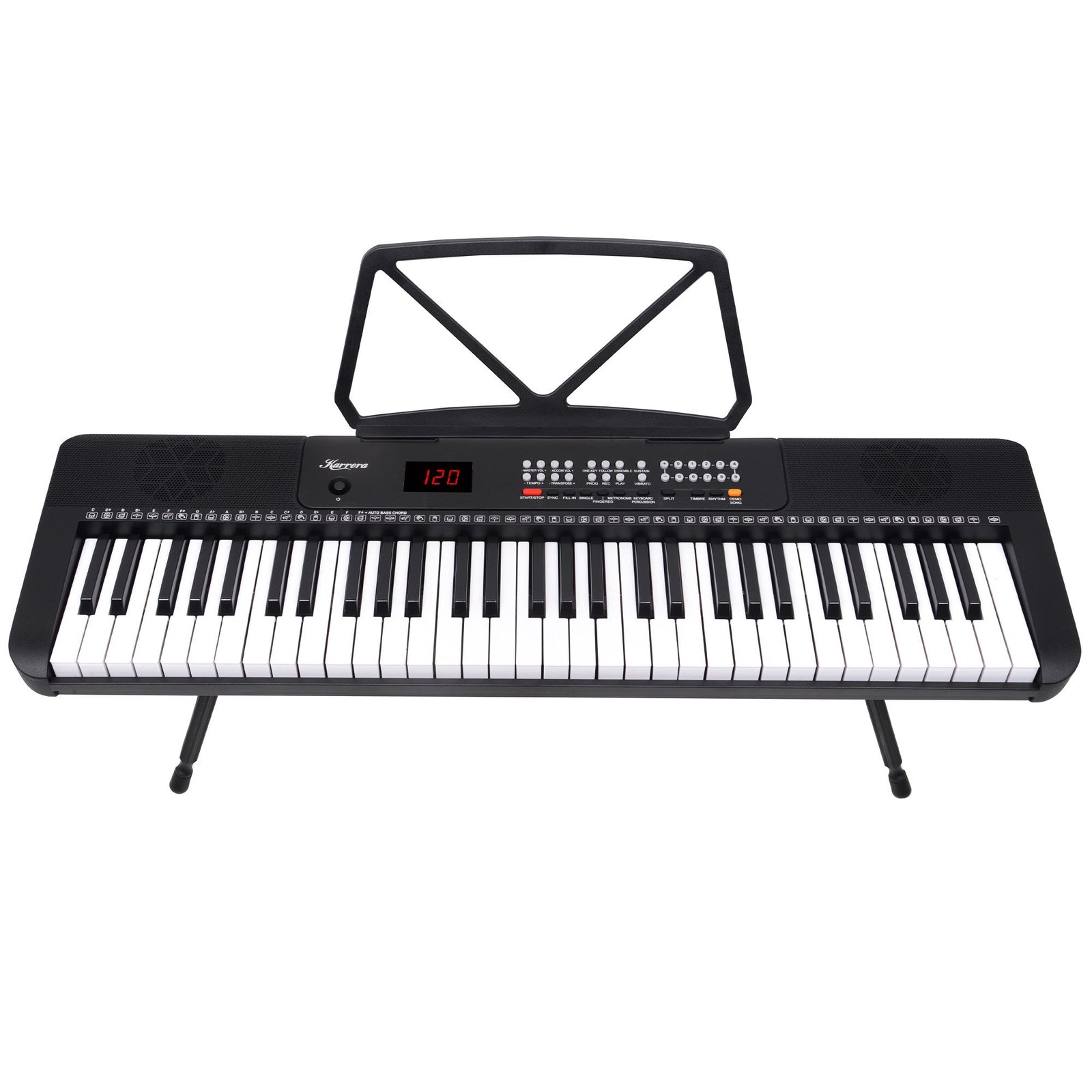 Karrera 61-Key Electronic Piano Keyboard with LED and Folding Stand in Black CHJ-SD1