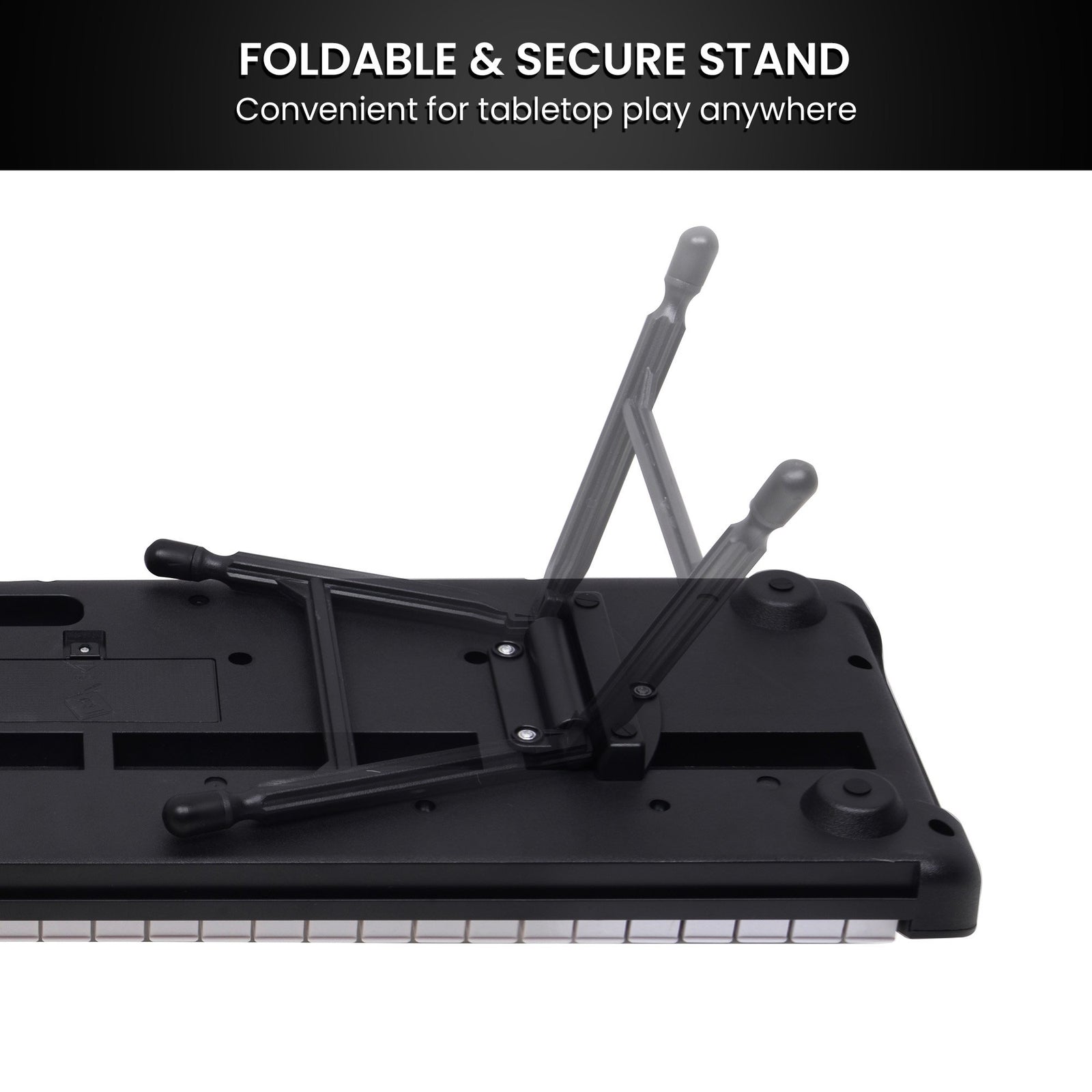 Karrera 61-Key Electronic Piano Keyboard with LED and Folding Stand in Black CHJ-SD1